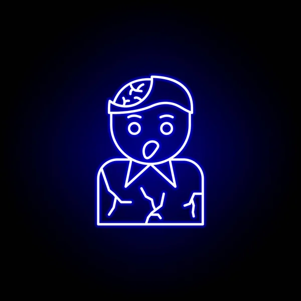 Мертвое тело, синяя неоновая икона. подробный набор иконок смерти. можно использовать для веб, логотип, мобильное приложение, пользовательский интерфейс, UX — стоковый вектор