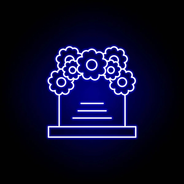 Coffin, flowers outline blue neon icon. detailed set of death illustrations icons. can be used for web, logo, mobile app, UI, UX — 스톡 벡터