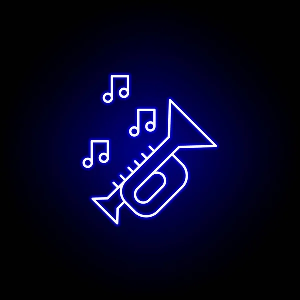 Trumpet, death outline blue neon icon. detailed set of death illustrations icons. can be used for web, logo, mobile app, UI, UX — Stock Vector