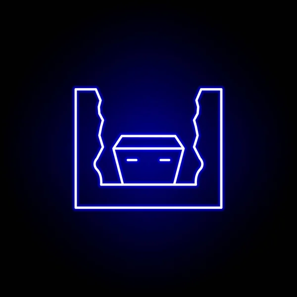 Graf, onder land, dood omtrek blauw neon icoon. gedetailleerde set van de dood illustraties pictogrammen. kan gebruikt worden voor web, logo, mobiele app, Ui, Ux — Stockvector