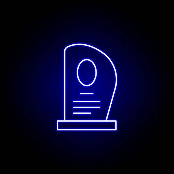 Náhrobek, smrt, obrys hrobu modrá neonová ikona. detailní soubor ilustrací smrti ikon. lze použít pro web, logo, mobilní aplikaci, Ui, Ux — Stockový vektor