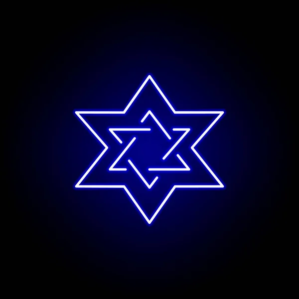 Star of David, död kontur blå neon ikon. detaljerad uppsättning dödsillustrationer ikoner. kan användas för webb, logotyp, mobilapp, Ui, Ux — Stock vektor