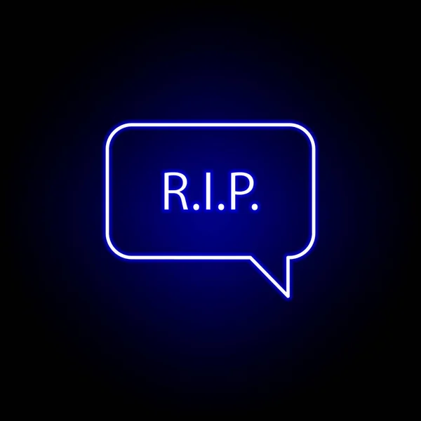 Рип, пузырь, речь, синяя неоновая икона смерти. подробный набор иконок смерти. можно использовать для веб, логотип, мобильное приложение, пользовательский интерфейс, UX — стоковый вектор