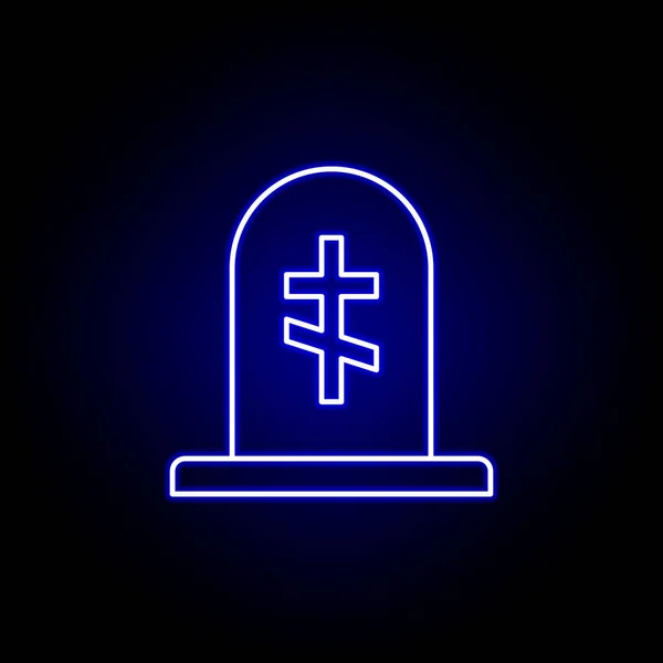 Tumba, la muerte esboza icono de neón azul. conjunto detallado de iconos ilustraciones de la muerte. se puede utilizar para la web, logotipo, aplicación móvil, interfaz de usuario, UX — Vector de stock