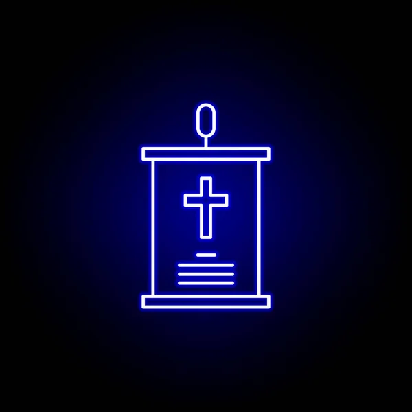 Speech, death outline blue neon icon. detailed set of death illustrations icons. can be used for web, logo, mobile app, UI, UX — 스톡 벡터