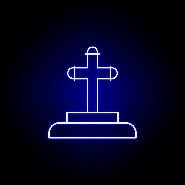 Hrob, modrá neonová ikona obrysu smrti. detailní soubor ilustrací smrti ikon. lze použít pro web, logo, mobilní aplikaci, Ui, Ux — Stockový vektor