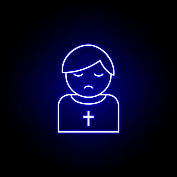 Priester, dood schets blauw neon icoon. gedetailleerde set van de dood illustraties pictogrammen. kan gebruikt worden voor web, logo, mobiele app, Ui, Ux — Stockvector