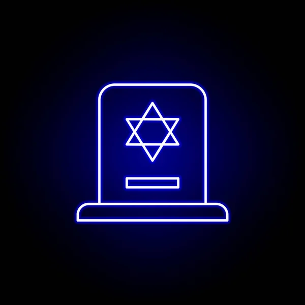 Могила, синяя неоновая икона. подробный набор иконок смерти. можно использовать для веб, логотип, мобильное приложение, пользовательский интерфейс, UX — стоковый вектор