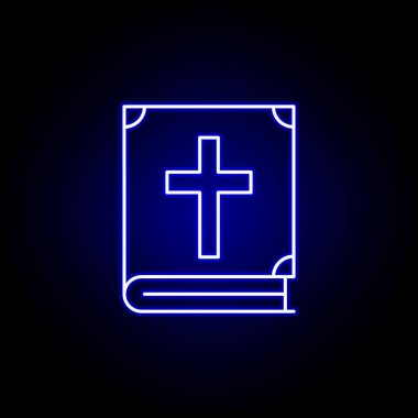 İncil, ölüm ana hatları mavi neon ikon. Ayrıntılı ölüm illüstrasyon simgeleri seti. Web, logo, mobil uygulama, Ui, Ux için kullanılabilir