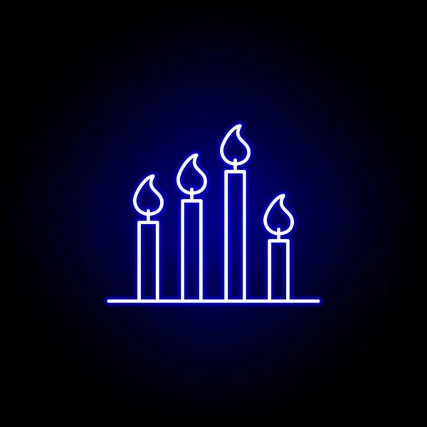 Velas, contorno da morte ícone de néon azul. conjunto detalhado de ícones de ilustrações de morte. pode ser usado para web, logotipo, aplicativo móvel, UI, UX — Vetor de Stock