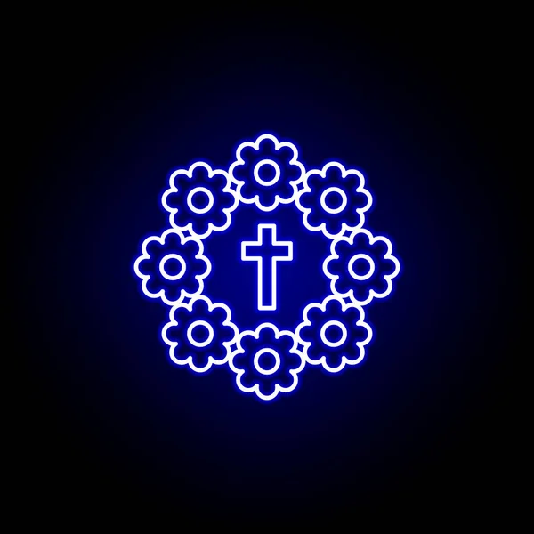Bukiet, szkic śmierci niebieska ikona neonu. szczegółowy zestaw ikon ilustracji śmierci. może być używany do sieci web, logo, aplikacji mobilnej, Ui, Ux — Wektor stockowy
