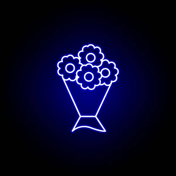 Bouquet, contour de la mort icône néon bleu. ensemble détaillé d'icônes d'illustrations de la mort. peut être utilisé pour le web, logo, application mobile, UI, UX — Image vectorielle