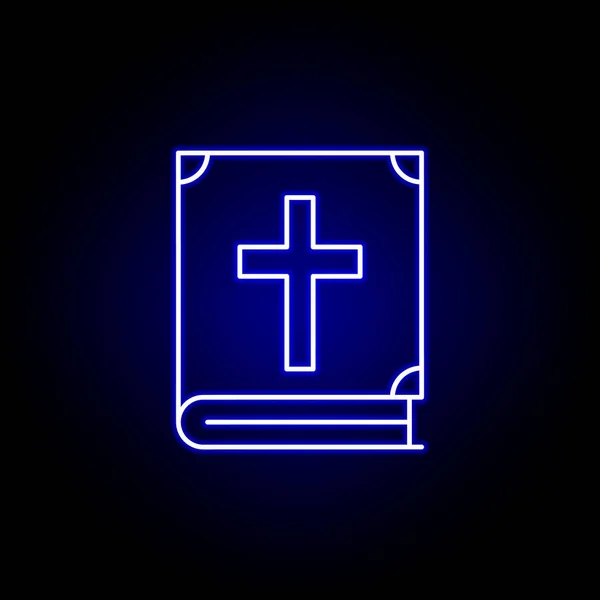 Bible, death outline blue neon icon. detailed set of death illustrations icons. can be used for web, logo, mobile app, UI, UX — 스톡 벡터