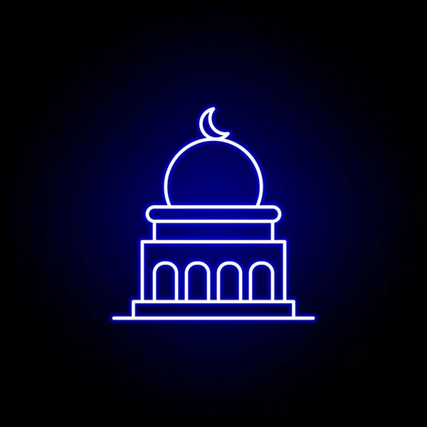 Mosque, death outline blue neon icon. detailed set of death illustrations icons. can be used for web, logo, mobile app, UI, UX — Stock Vector