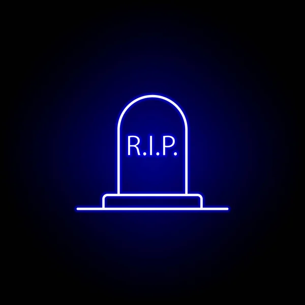 Tombe, contour déchiré icône néon bleu. ensemble détaillé d'icônes d'illustrations de la mort. peut être utilisé pour le web, logo, application mobile, UI, UX — Image vectorielle