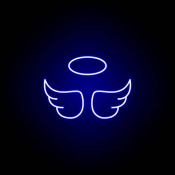 Anjo, contorno da morte ícone de néon azul. conjunto detalhado de ícones de ilustrações de morte. pode ser usado para web, logotipo, aplicativo móvel, UI, UX —  Vetores de Stock