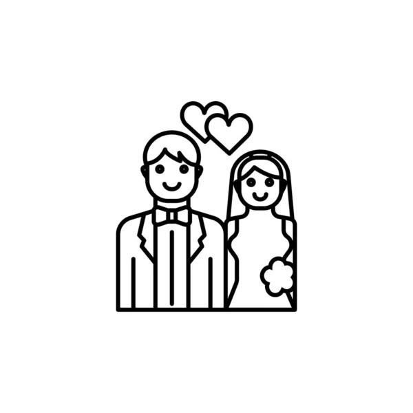 Casamento, ícone da linha de casamento. Elementos de dia dos namorados ícones de ilustração. Sinais, símbolos podem ser usados para web, logotipo, aplicativo móvel, UI, UX —  Vetores de Stock