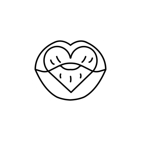 Icono de línea de labios. Elementos de los iconos de ilustración del día de San Valentín. Signos, símbolos se pueden utilizar para la web, logotipo, aplicación móvil, interfaz de usuario, UX — Vector de stock