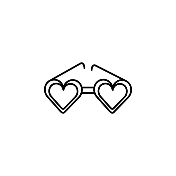 Gafas, gafas línea de amor icono. Elementos de los iconos de ilustración del día de San Valentín. Signos, símbolos se pueden utilizar para la web, logotipo, aplicación móvil, interfaz de usuario, UX — Vector de stock
