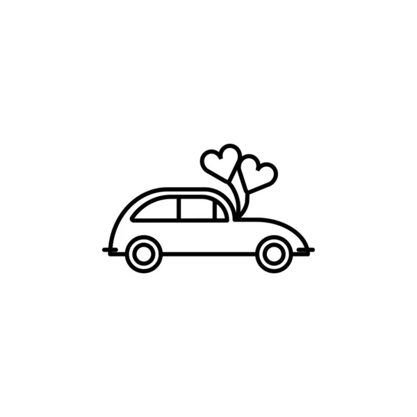 Icona della linea della macchina. Elementi di San Valentino giorno illustrazione icone. Segni, simboli possono essere utilizzati per il web, logo, app mobile, UI, UX — Vettoriale Stock