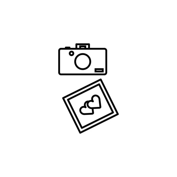 ポラロイド、カメララインのアイコンバレンタインデーイラストアイコンの要素。記号、記号はウェブ、ロゴ、モバイルアプリ、 UI 、 Uxに使用できます。 — ストックベクタ