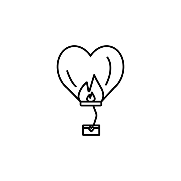 Ícone de linha de balão de ar. Elementos de dia dos namorados ícones de ilustração. Sinais, símbolos podem ser usados para web, logotipo, aplicativo móvel, UI, UX — Vetor de Stock