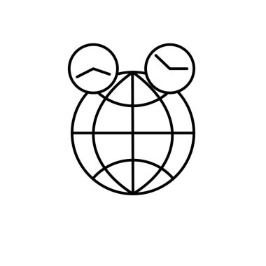 Zaman dilimi, zaman ve tarih, küresel çizgi simgesi. Havaalanı elemanları, seyahat illüstrasyon simgeleri. İşaretler, semboller ağ, logo, mobil uygulama, Ui, Ux için kullanılabilir