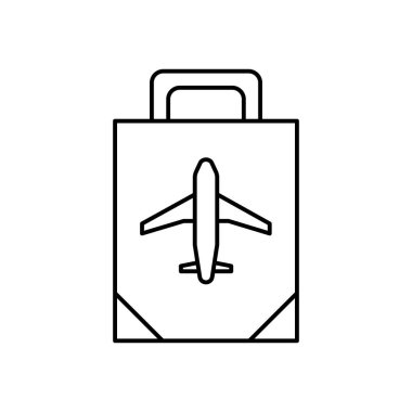 Gümrüksüz, çantasız, alışveriş çizgisi simgesi. Havaalanı elemanları, seyahat illüstrasyon simgeleri. İşaretler, semboller ağ, logo, mobil uygulama, Ui, Ux için kullanılabilir