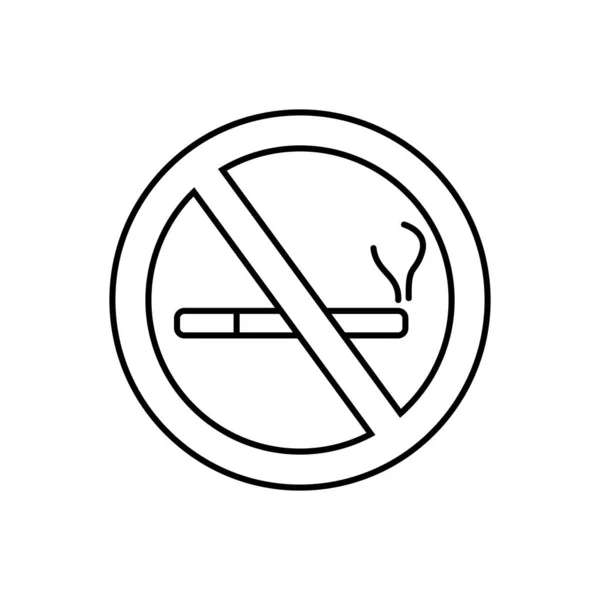 No fumar, cuidado de la salud, línea de advertencia icono. elementos del aeropuerto, iconos de ilustración de viajes. signos, símbolos se pueden utilizar para la web, logotipo, aplicación móvil, interfaz de usuario, UX — Vector de stock