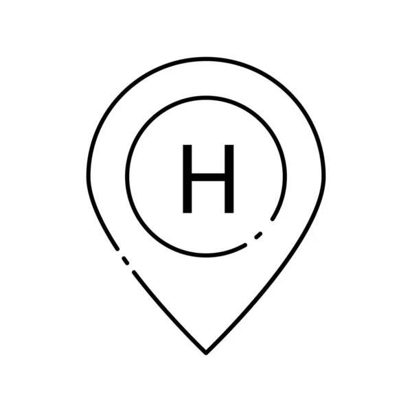 Helikopter leszálló, helikopter leszálló, helymeghatározó ikon. a repülőtér elemei, utazási illusztráció ikonok. jelek, szimbólumok használhatók web, logó, mobil alkalmazás, Ui, Ux — Stock Vector