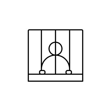 Hapishane, mahkum, polis çizgisi ikonu. Protesto öğeleri illüstrasyon simgeleri. İşaretler, semboller ağ, logo, mobil uygulama, Ui, Ux için kullanılabilir