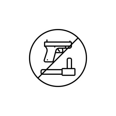 Silah, savaş, yasaklama, polis hattı ikonu. Protesto öğeleri illüstrasyon simgeleri. İşaretler, semboller ağ, logo, mobil uygulama, Ui, Ux için kullanılabilir