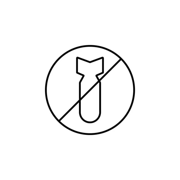 No weapons, pacifist, protest, bomb, war line icon. Elements of protests illustration icons. Signs, symbols can be used for web, logo, mobile app, UI, UX — ストックベクタ