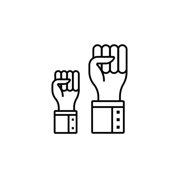 Pięść, dłonie i gesty, ikona linii protestu. Elementy protestów ilustracji ikon. Znaki, symbole mogą być używane do sieci web, logo, aplikacja mobilna, Ui, Ux — Wektor stockowy