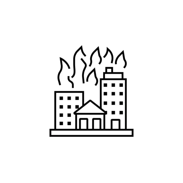 Incendio, incendio doloso, fiamme, icona della linea di costruzione. Elementi di proteste illustrazione icone. Segni, simboli possono essere utilizzati per il web, logo, app mobile, UI, UX — Vettoriale Stock
