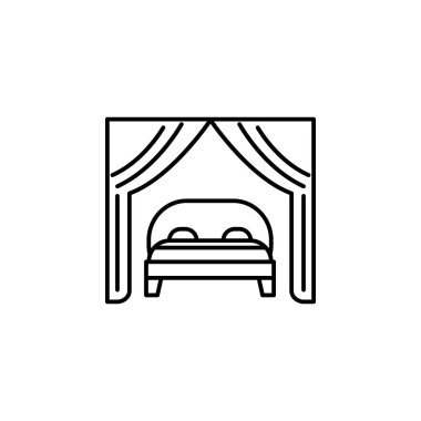 Yatak, yatak hattı ikonu. Düğün illüstrasyon simgeleri. İşaretler, semboller ağ, logo, mobil uygulama, Ui, Ux için kullanılabilir