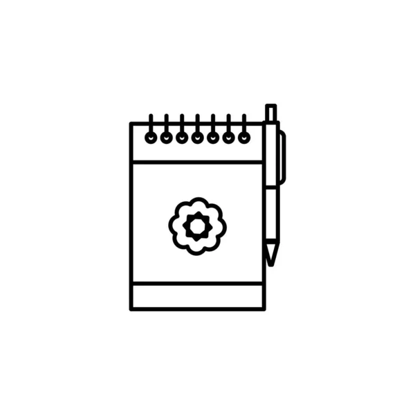 Значок линии блокнота. Элементы свадебных иллюстраций. Знаки, символы могут быть использованы для веб, логотип, мобильное приложение, пользовательский интерфейс, UX — стоковый вектор