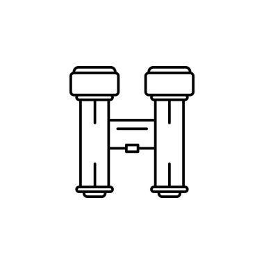 beyaz arkaplanda dürbün, arama, dürbün çizgi simgesi