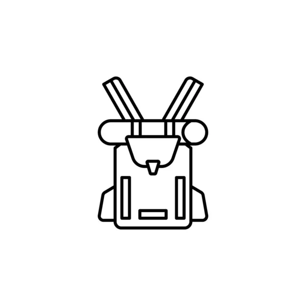 Mochilero, bolso, icono de la línea de viaje sobre fondo blanco — Archivo Imágenes Vectoriales