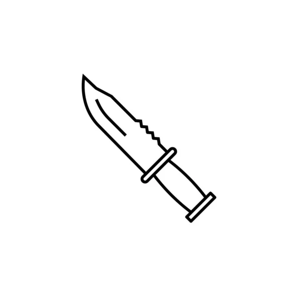 Cuchillo de caza de acero, cuchillo afilado, icono de línea de caza sobre fondo blanco — Vector de stock