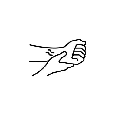 Beyaz arkaplanda bilek ağrısı çizgisi simgesi