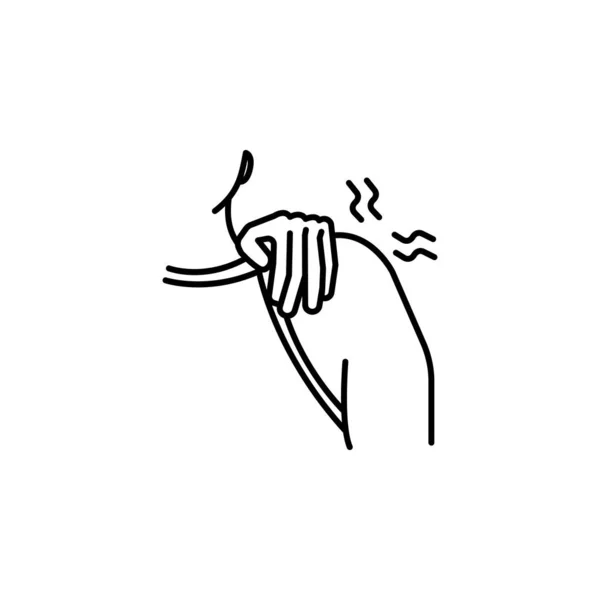 Shoulder pain line icon on white background — 스톡 벡터