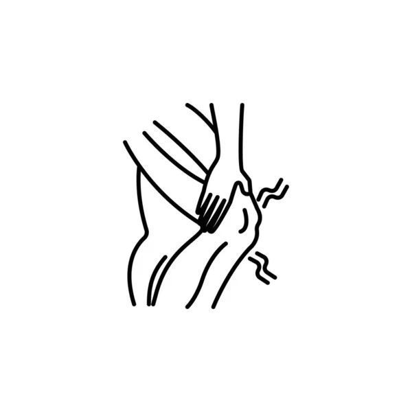 Knieschmerzen Linie Symbol auf weißem Hintergrund — Stockvektor