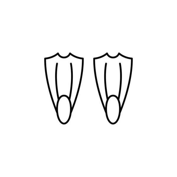 Flippers, fins, dive, swimming line icon on white background — 스톡 벡터