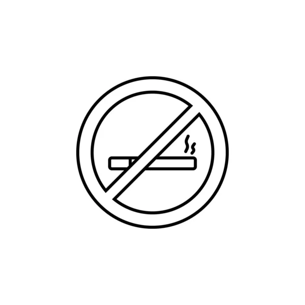 Playa, mar, no fumar icono de línea sobre fondo blanco — Vector de stock
