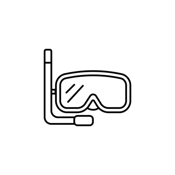 Сноркелинг, маска для подводного плавания, спорт и соревнования, значок линии погружения на белом бэкгро — стоковый вектор