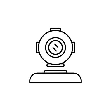 diving helmet, immersion, underwater, dive, helmet line icon on white background