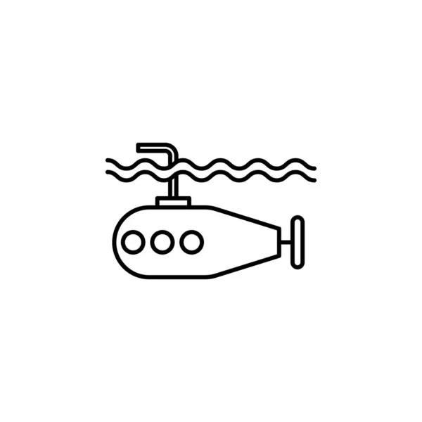 Military, sea, submarine, underwater line icon on white background — Stock vektor