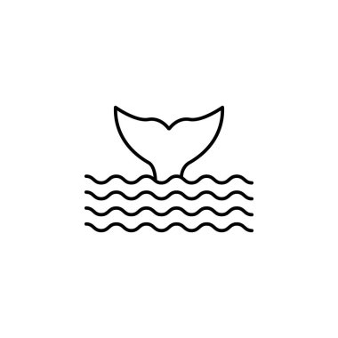 animal, sea, tail, whale line icon on white background
