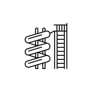 water slide, swimming pool, swimming, slide line icon on white background